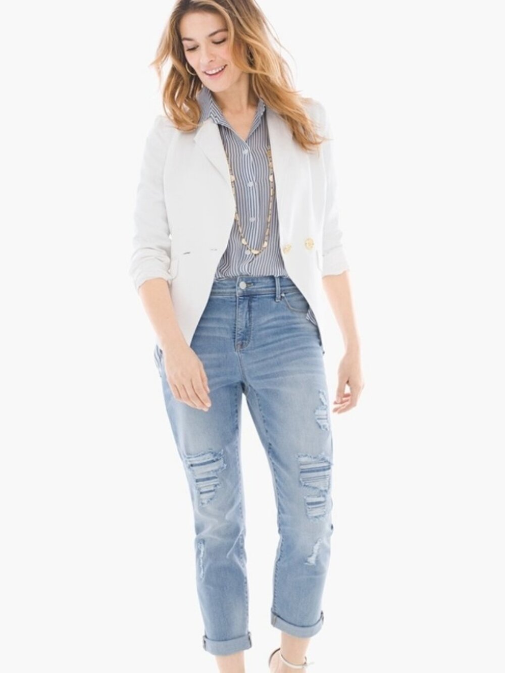 NWT Chicos size 2 Large Clean Blazer in Alabaster White